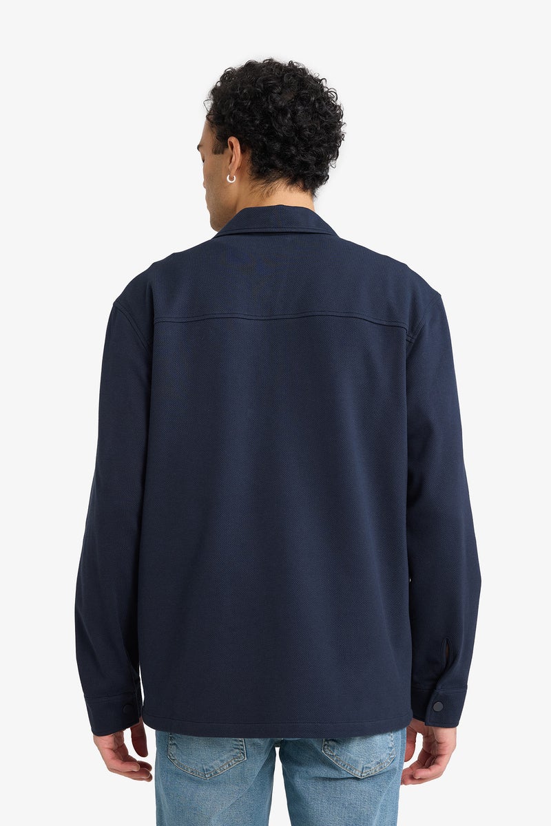 DeFacto Blue Man Regular Fit Long Sleeve Overshirt Casual - Image 4